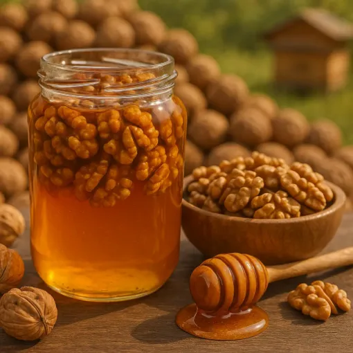 Qoz qarışıqlı bal, 700 ml banka şəkil