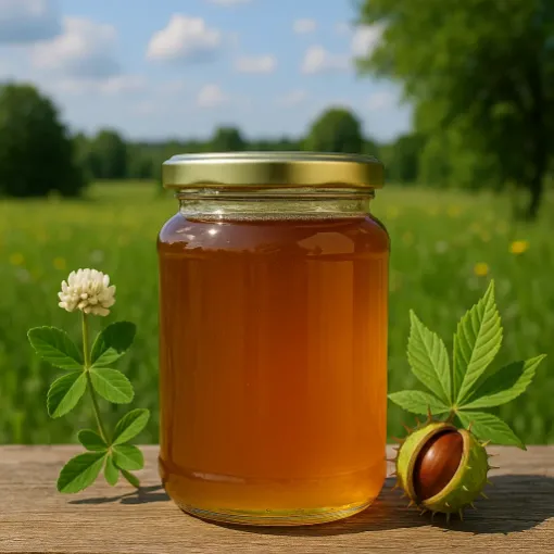 Изображение Мёд с деревни, Держидерево + Каштан + разнотравье, 1 кг